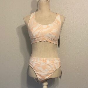 Athleta Pink & White South Beach Bikini 3-Piece Set Size 34B/C & Large NEW